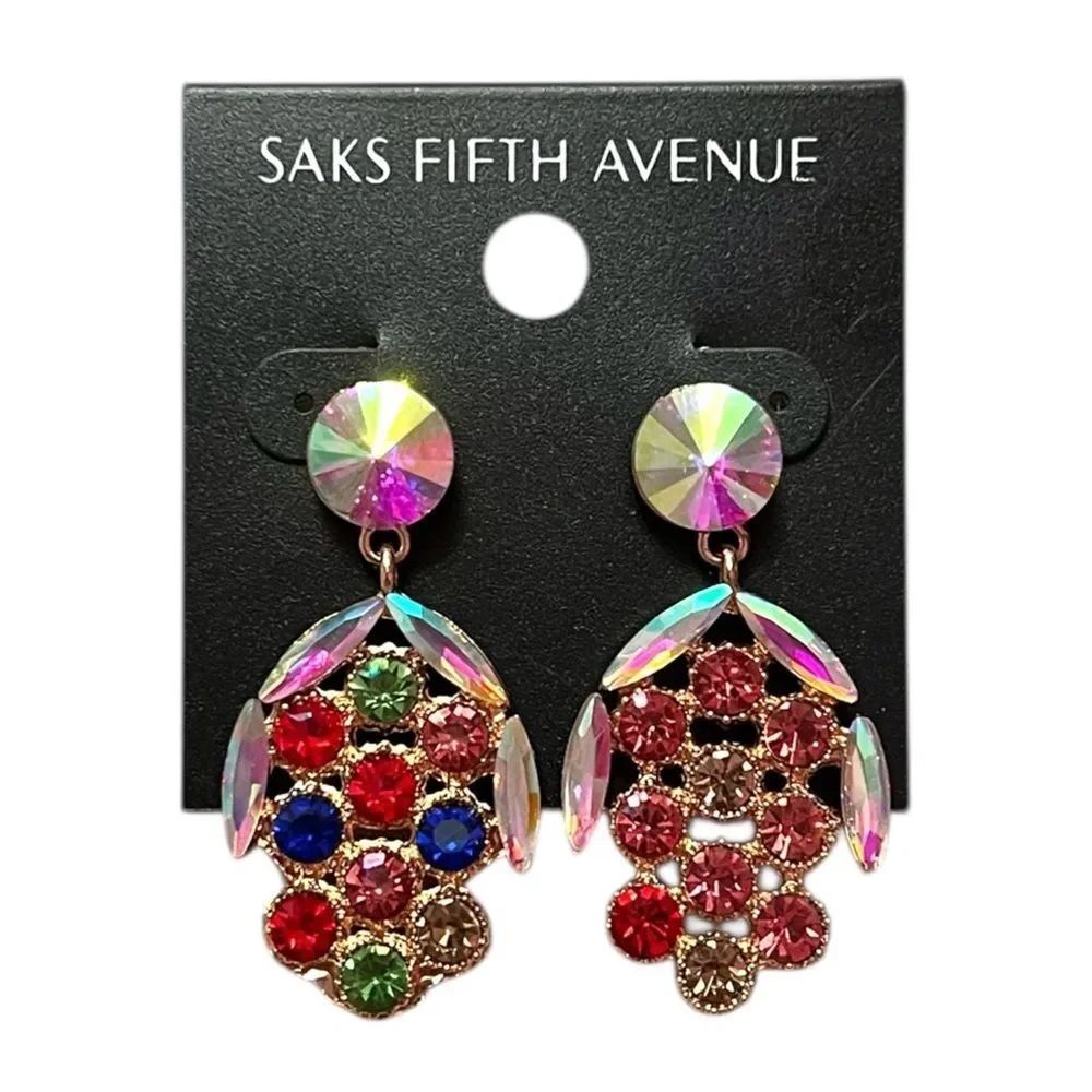 Saks Fifth Avenue Iridescent Multicolor Crystal Chandelier Earrings